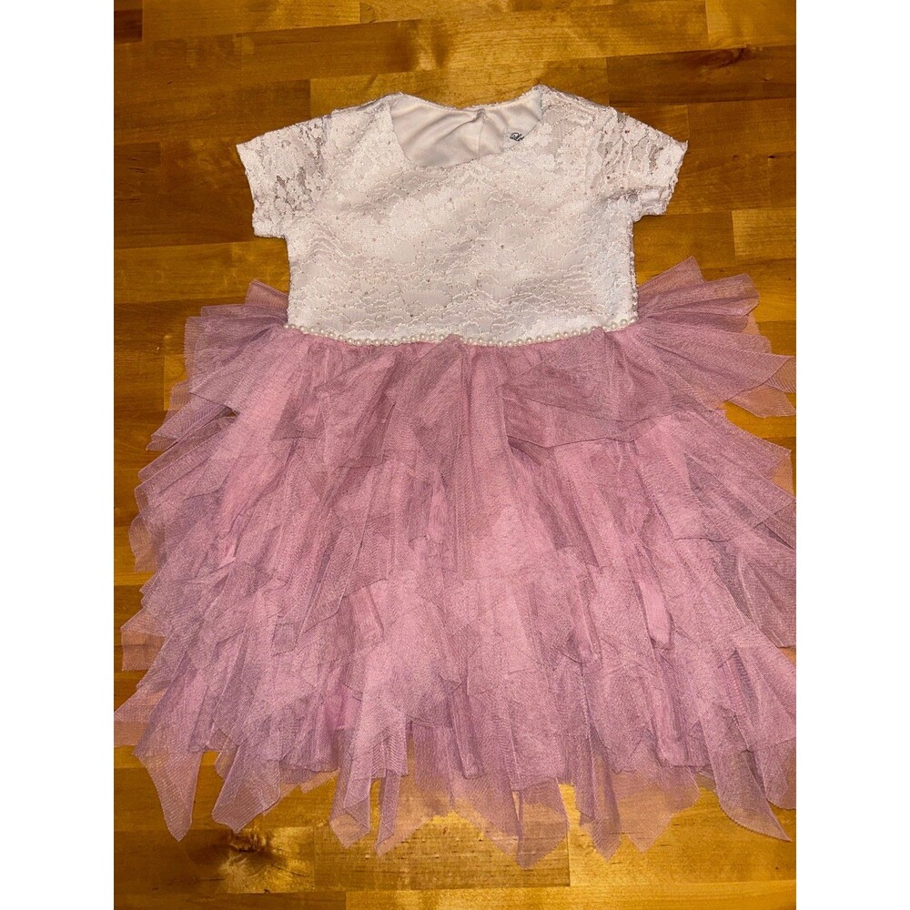 Toddler Girls Beautiful Semi-Formal Dress 3T Cream Lace with Blush Pjnk Tulle